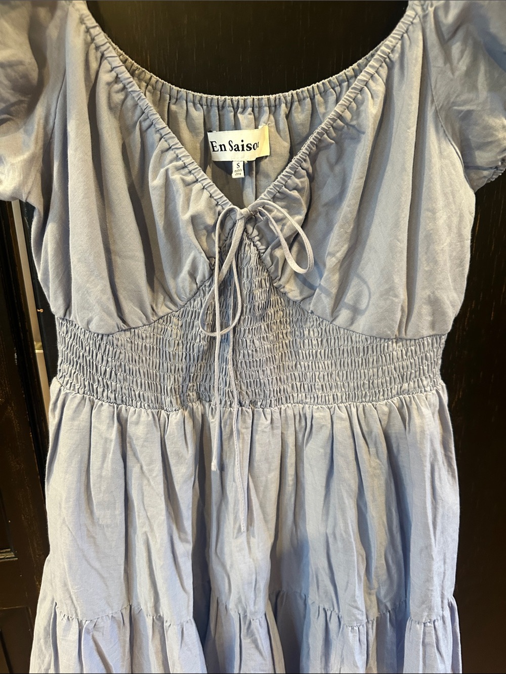 En Saison Blue Smocked Tiered
Midi Dress SZ Small - Picture 5 of 14